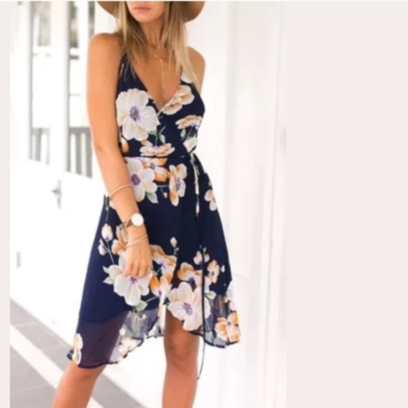 Dresses & Skirts - Chiffon Floral Blue Dress